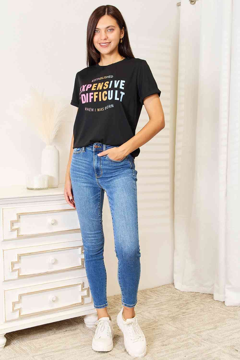 Simply Love Slogan Graphic Cuffed Sleeve T-Shirt us.meeeshop - 