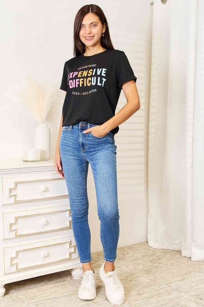 Simply Love Slogan Graphic Cuffed Sleeve T-Shirt us.meeeshop - 