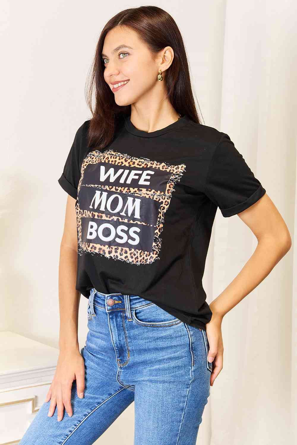 Simply Love WIFE MOM BOSS Leopard Graphic T-Shirt us.meeeshop - 