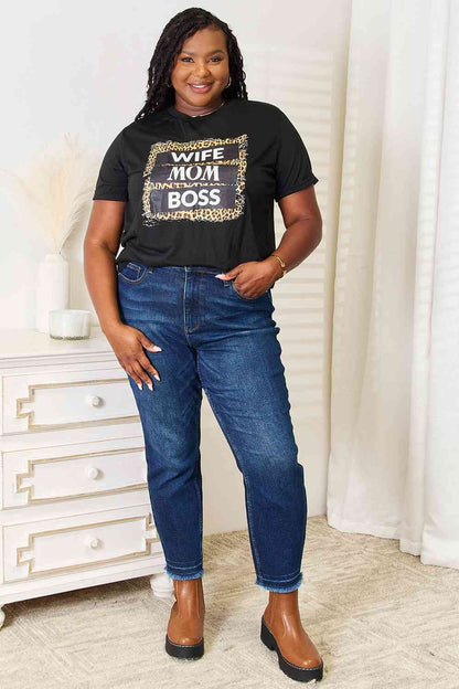 Simply Love WIFE MOM BOSS Leopard Graphic T-Shirt us.meeeshop - 