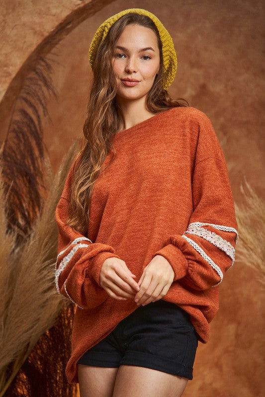 Sleeve with tweed trim tunic - us.meeeshop