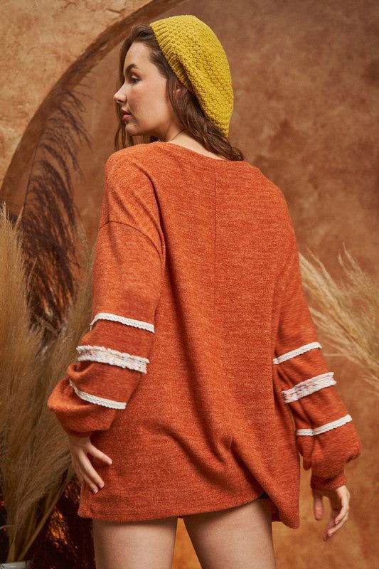 Sleeve with tweed trim tunic - us.meeeshop