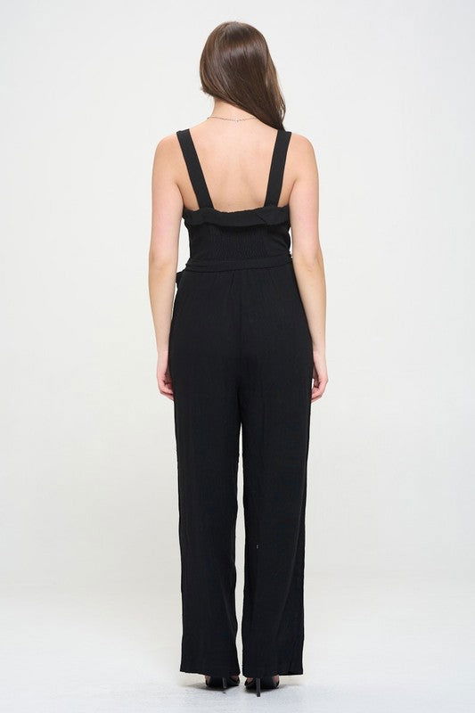 Sleeveless Adjustable Strap Button Down Jumpsuit us.meeeshop - 