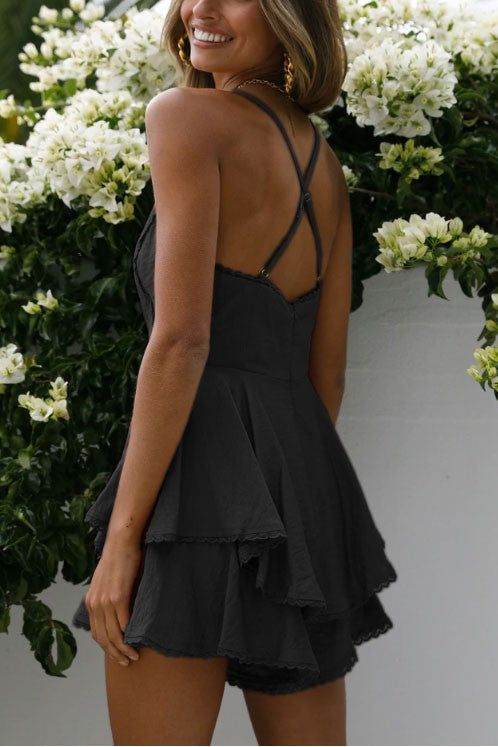 Sleeveless Surplice Romper - us.meeeshop