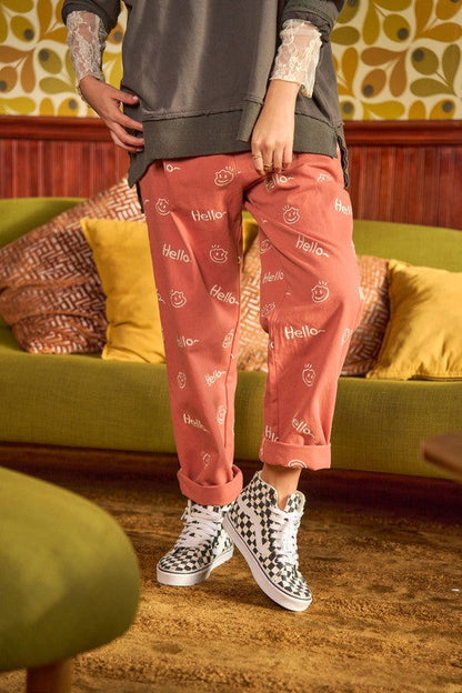 Smiley Face Pattern Baggy Causal Pants us.meeeshop - 