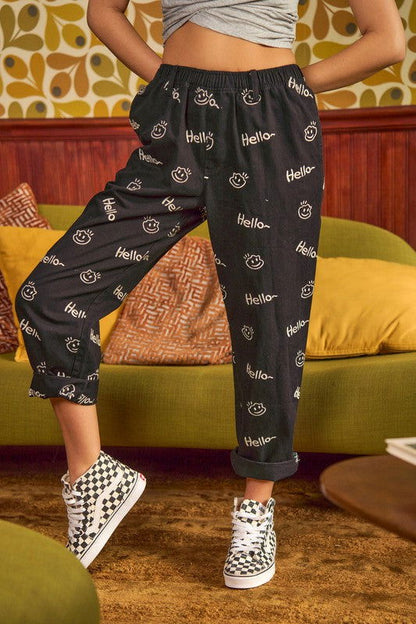 Smiley Face Pattern Baggy Causal Pants us.meeeshop - Pants