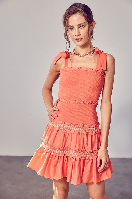 Smocked Tiered Dress us.meeeshop - 