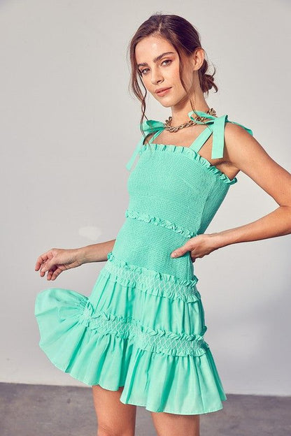 Smocked Tiered Dress us.meeeshop - 