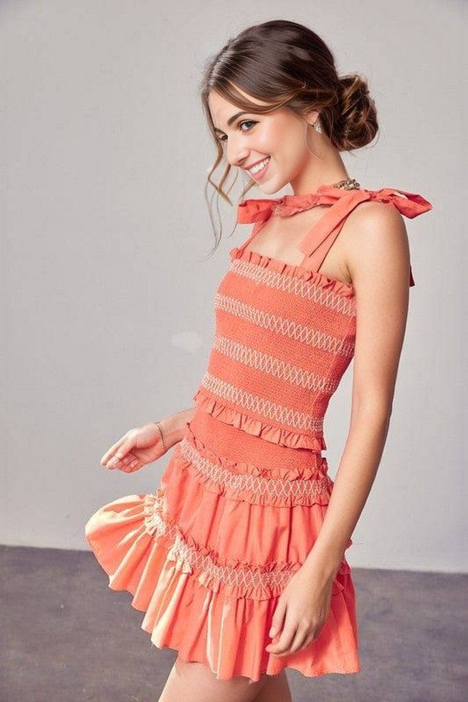 Women's Smocked Bow Strap Top - us.meeeshop