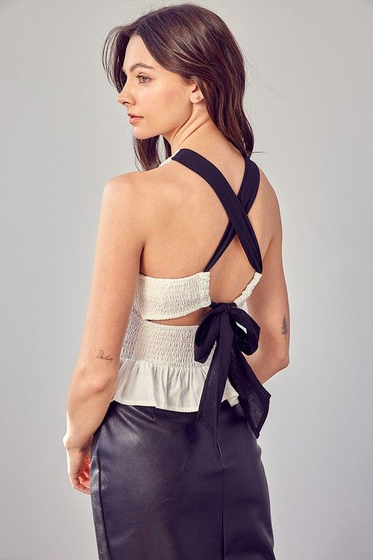 Smocked Criss Cross Back Top - us.meeeshop