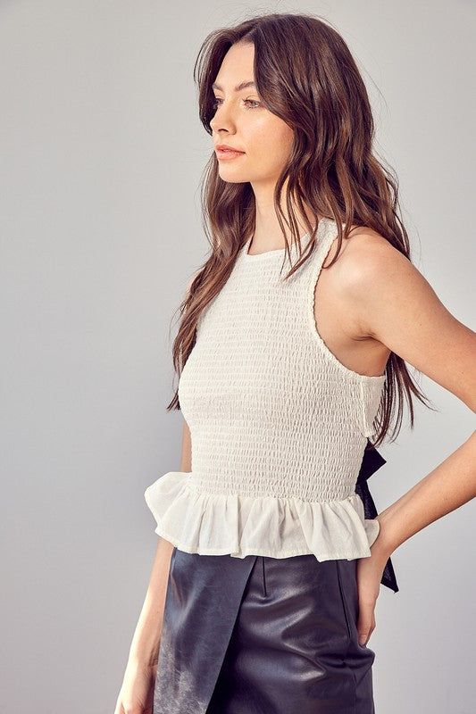 Smocked Criss Cross Back Top - us.meeeshop