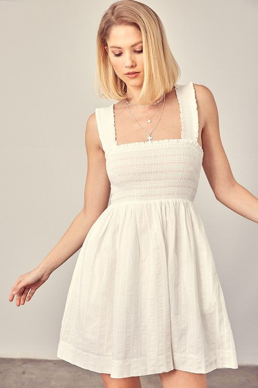 Smocked Ruffle Detail Dress - us.meeeshop