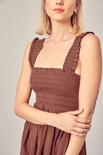 Smocked Ruffle Detail Dress - us.meeeshop