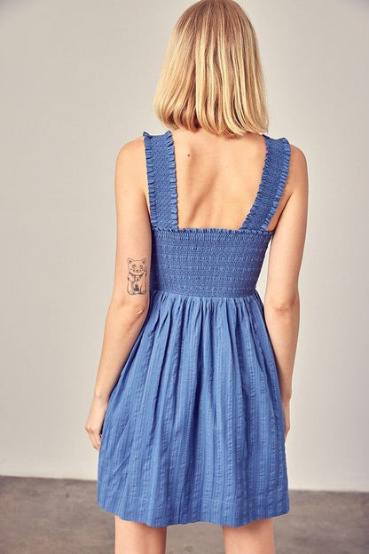 Smocked Ruffle Detail Dress - us.meeeshop