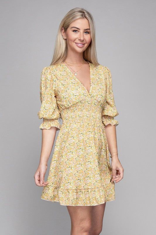 Women's Smocked floral dress - us.meeeshop