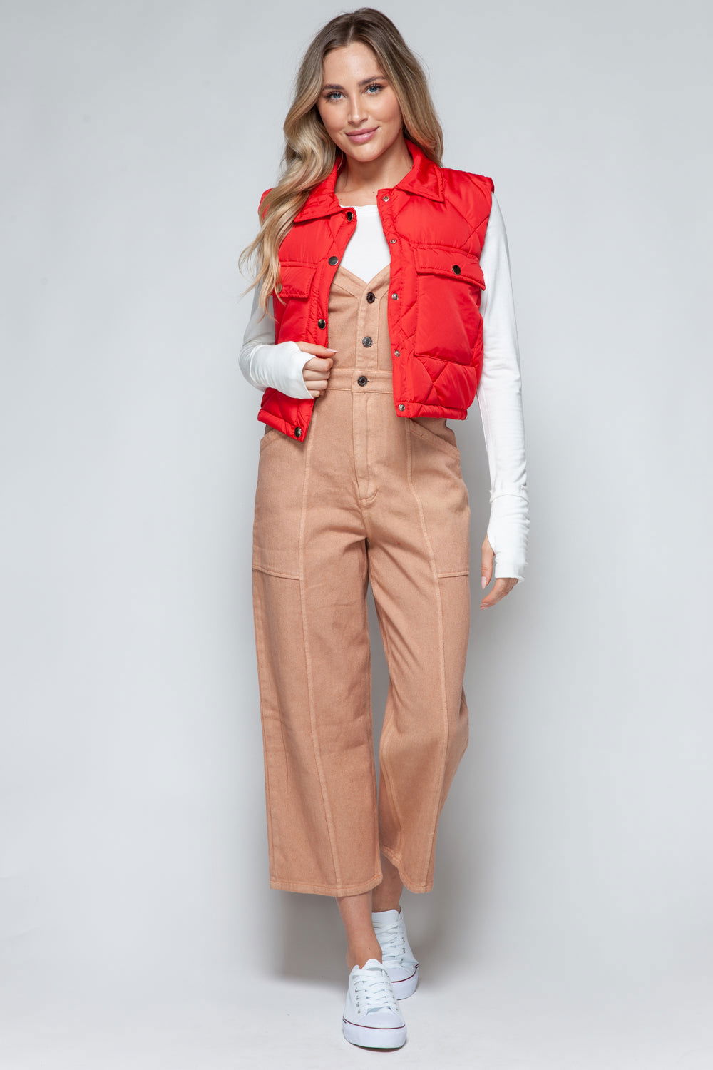 Snobbish Snap Down Quilted Crop Vest us.meeeshop - 