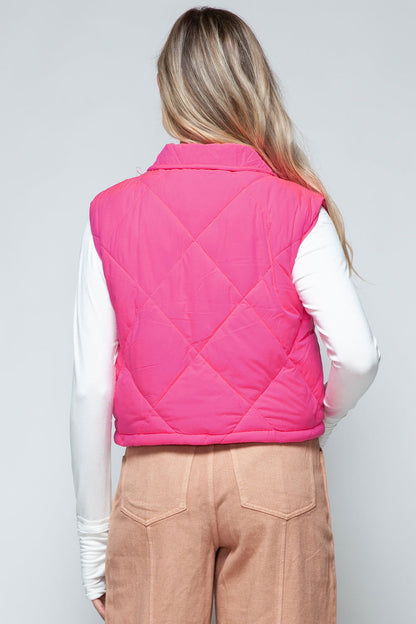 Snobbish Snap Down Quilted Crop Vest us.meeeshop - 