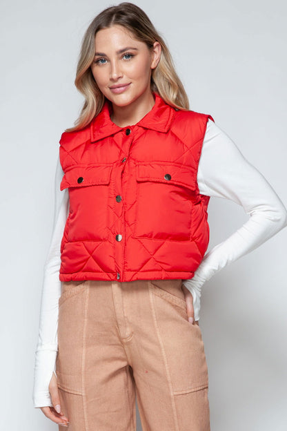 Snobbish Snap Down Quilted Crop Vest us.meeeshop - 