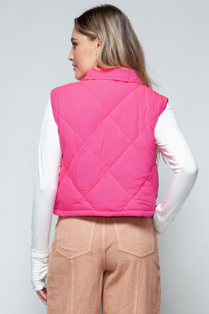 Snobbish Snap Down Quilted Crop Vest us.meeeshop - 