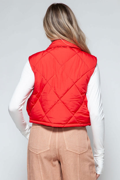 Snobbish Snap Down Quilted Crop Vest us.meeeshop - 