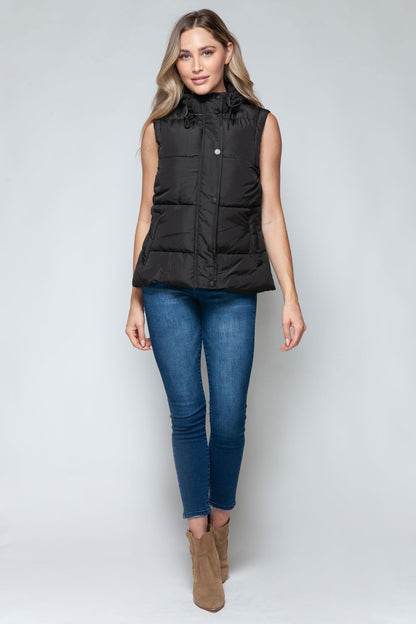 Snobbish Snap and Zip Closure Hooded Vest us.meeeshop - 