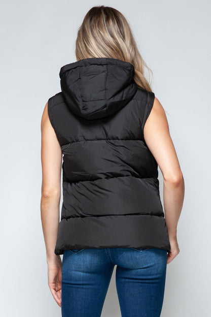 Snobbish Snap and Zip Closure Hooded Vest us.meeeshop - 