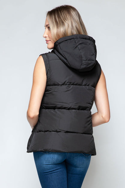 Snobbish Snap and Zip Closure Hooded Vest us.meeeshop - 