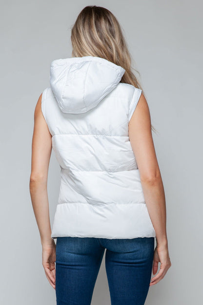 Snobbish Snap and Zip Closure Hooded Vest us.meeeshop - 