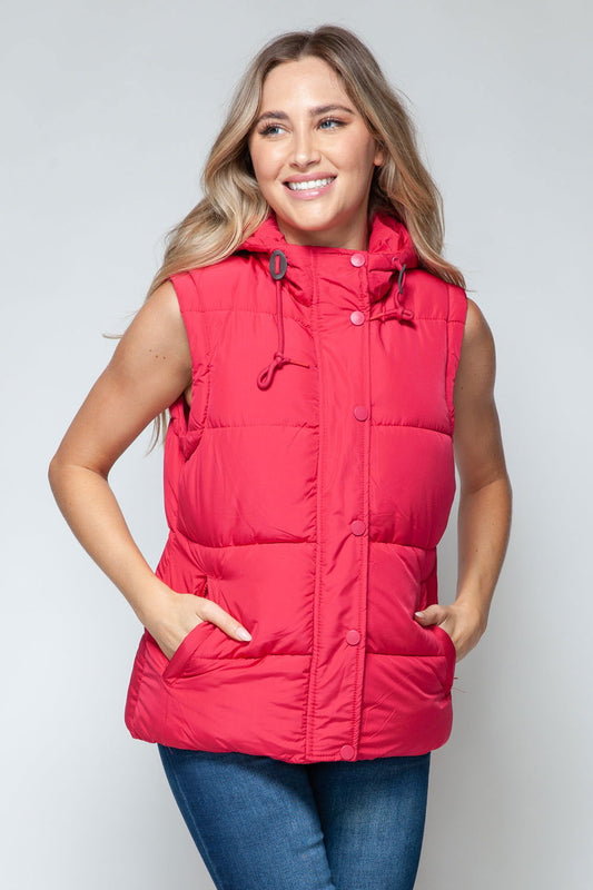 Snobbish Snap and Zip Closure Hooded Vest us.meeeshop - Vests