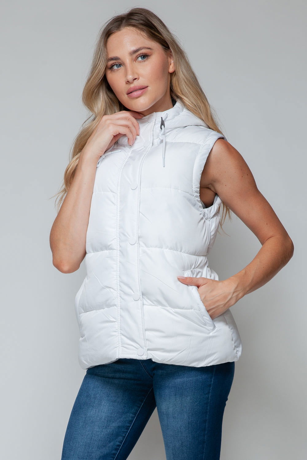 Snobbish Snap and Zip Closure Hooded Vest us.meeeshop - 