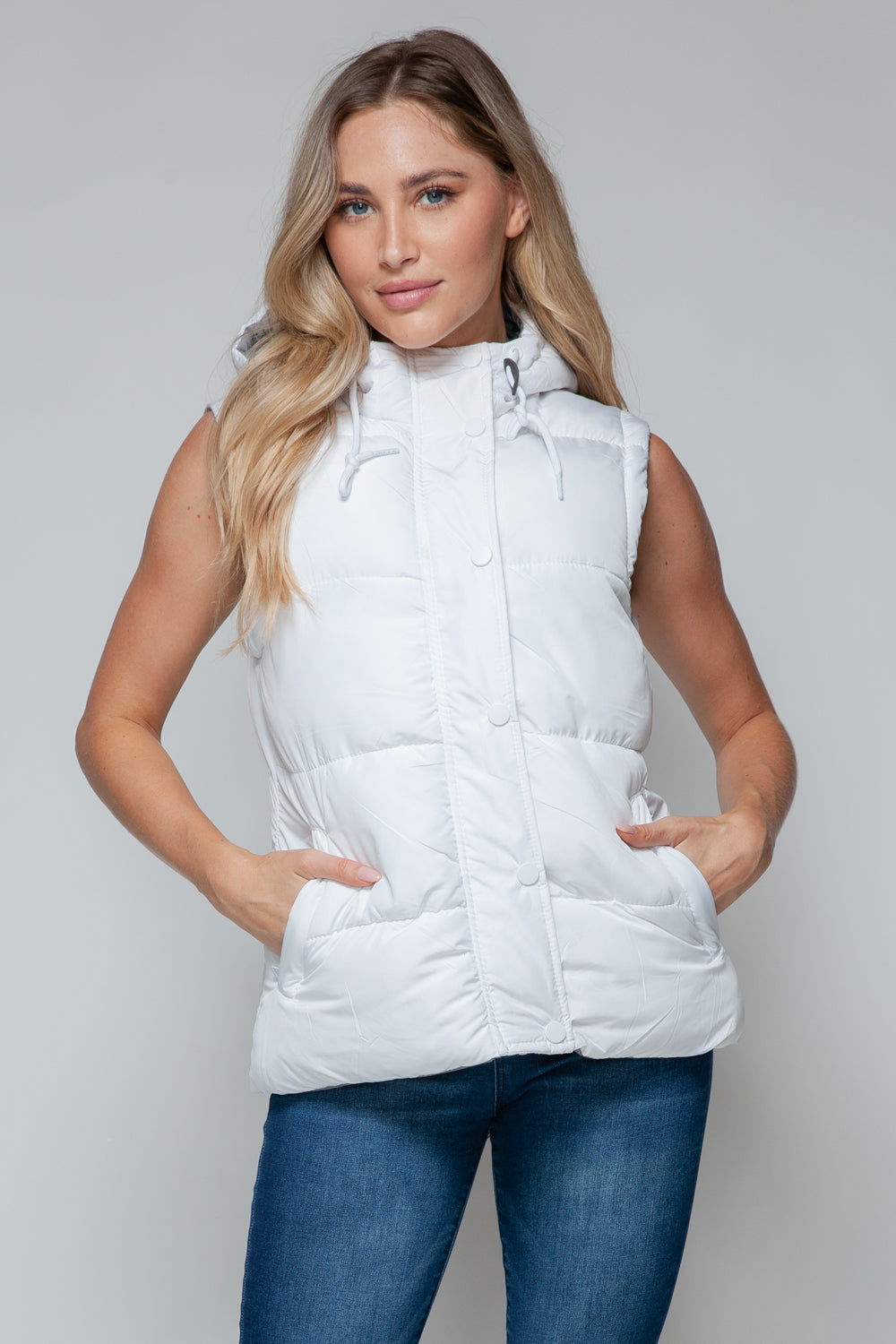 Snobbish Snap and Zip Closure Hooded Vest us.meeeshop - Vests