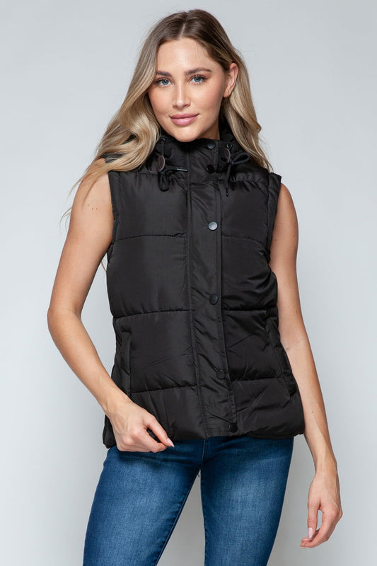 Snobbish Snap and Zip Closure Hooded Vest us.meeeshop - Vests