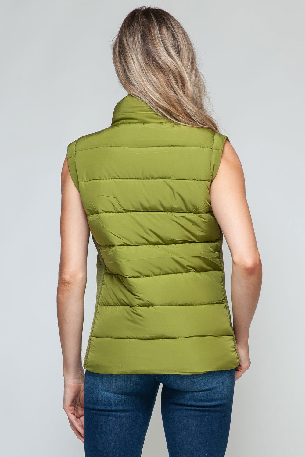 Snobbish Zip Up Turtleneck Vest with Pockets In Cardamom us.meeeshop - 