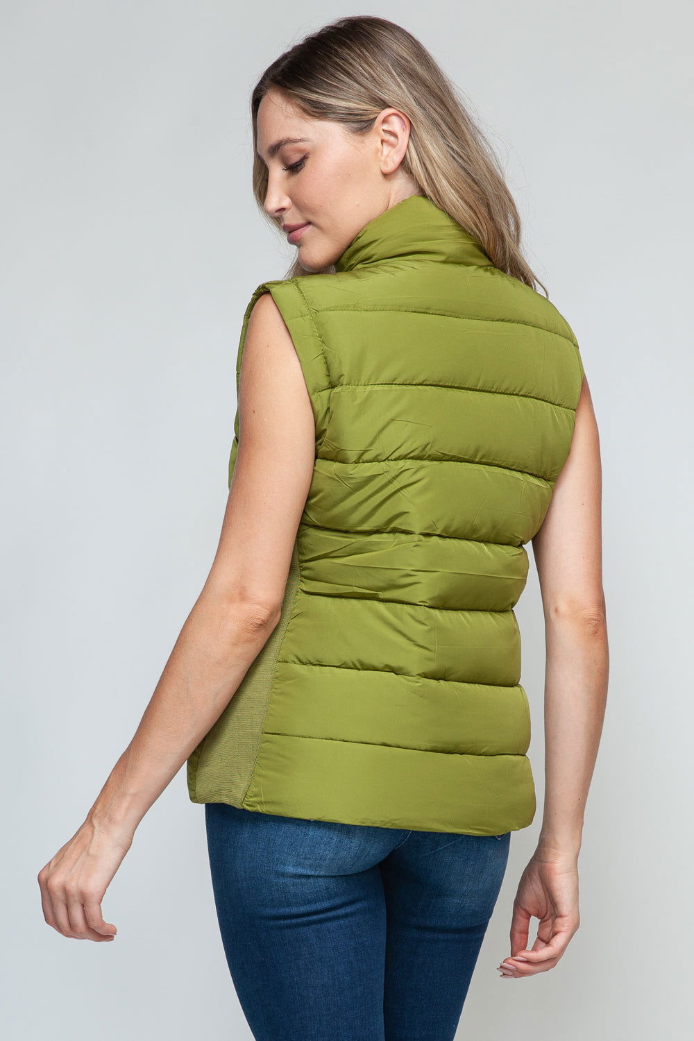 Snobbish Zip Up Turtleneck Vest with Pockets In Cardamom us.meeeshop - 