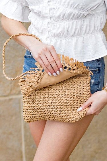 Sofia Foldover Straw Crossbody Bag us.meeeshop - 