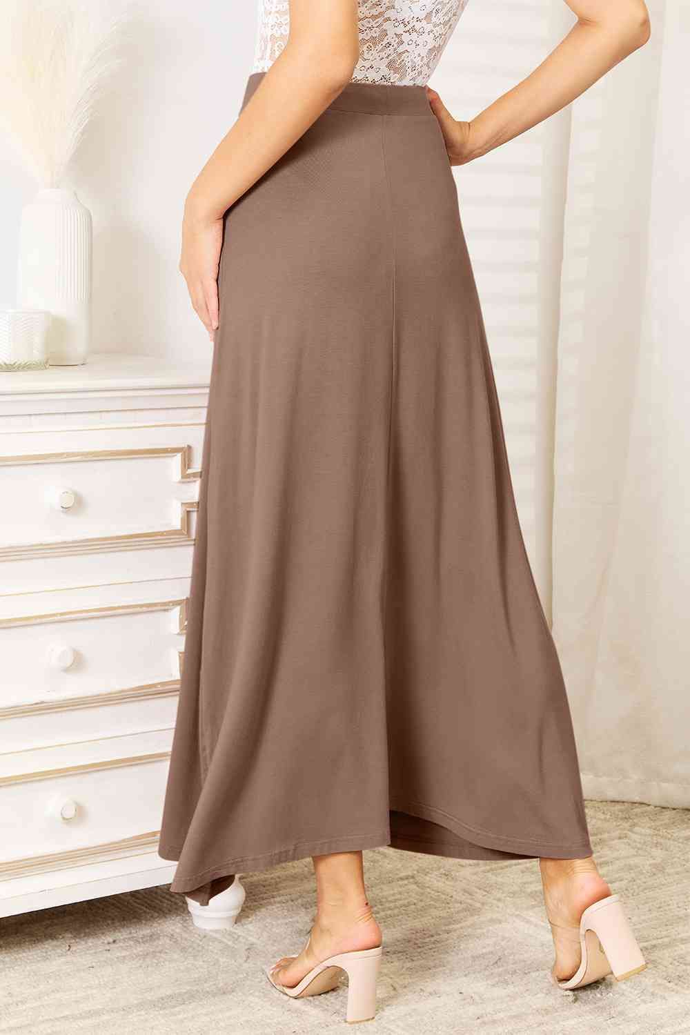 Soft Rayon Drawstring Waist Maxi Skirt Rayon us.meeeshop - 