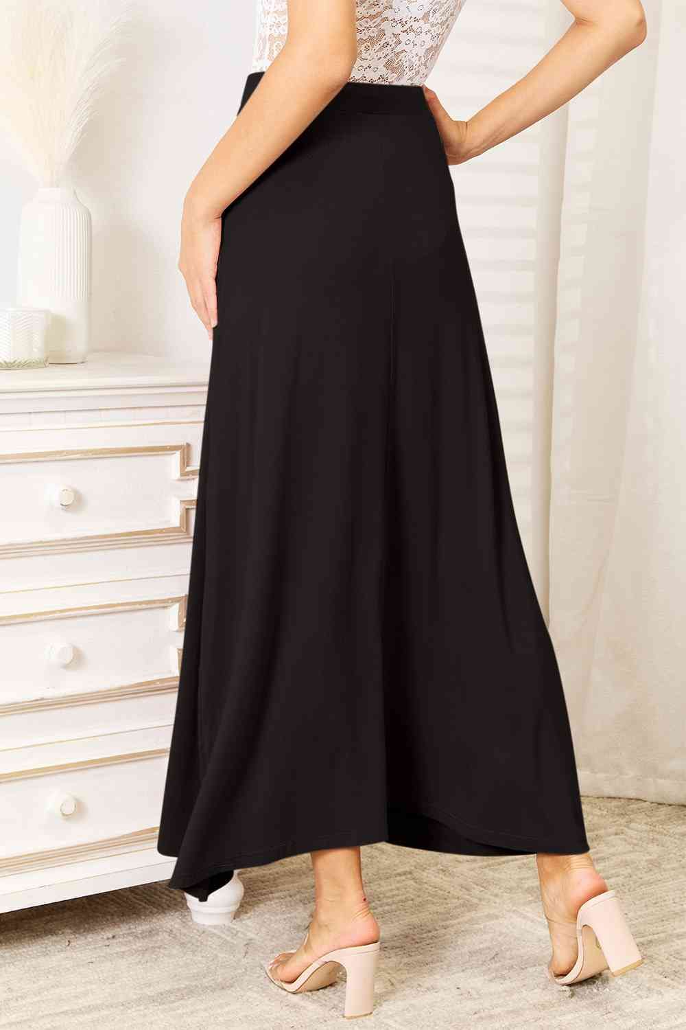 Soft Rayon Drawstring Waist Maxi Skirt Rayon us.meeeshop - 