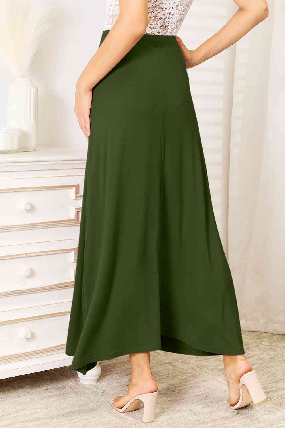 Soft Rayon Drawstring Waist Maxi Skirt Rayon us.meeeshop - 