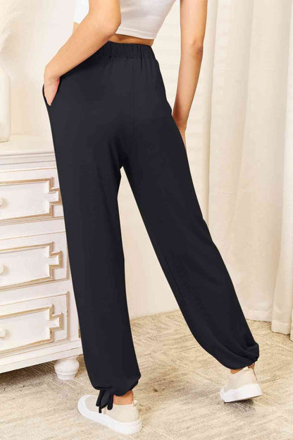 Soft Rayon Drawstring Waist Pants with Pockets us.meeeshop - 