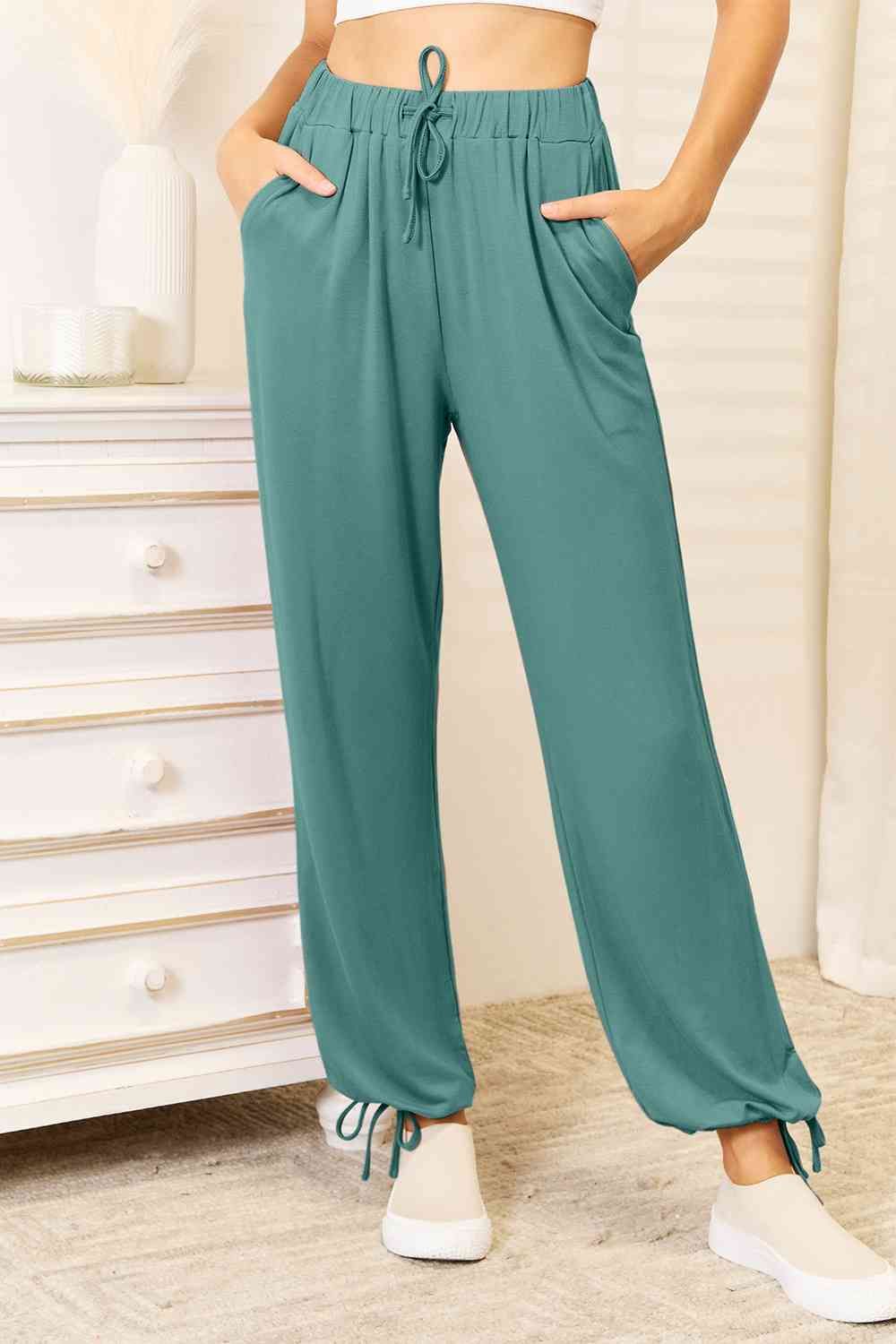 Soft Rayon Drawstring Waist Pants with Pockets us.meeeshop - Pants