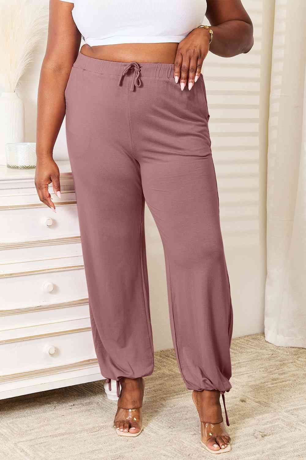 Soft Rayon Drawstring Waist Pants with Pockets us.meeeshop - 