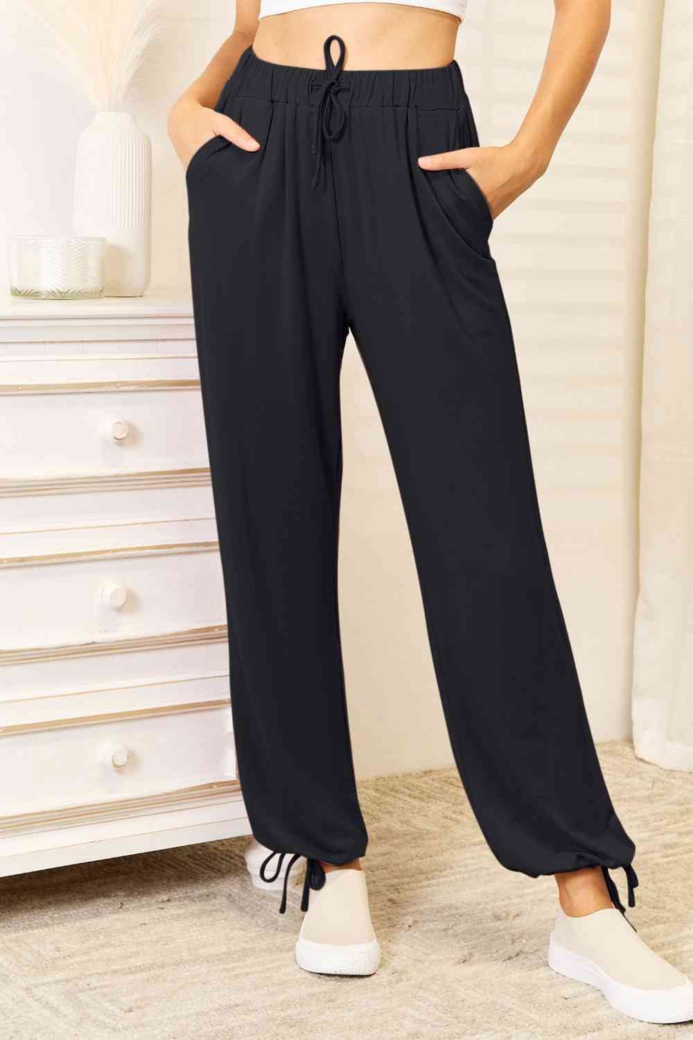 Soft Rayon Drawstring Waist Pants with Pockets us.meeeshop - 