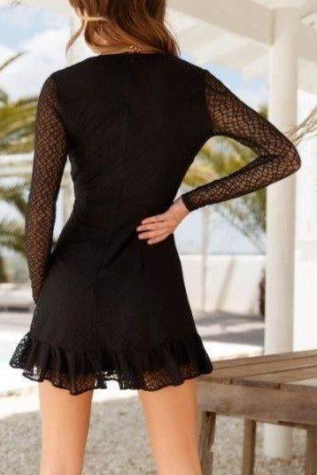 Soft Lace Surplice Mini Dress - us.meeeshop