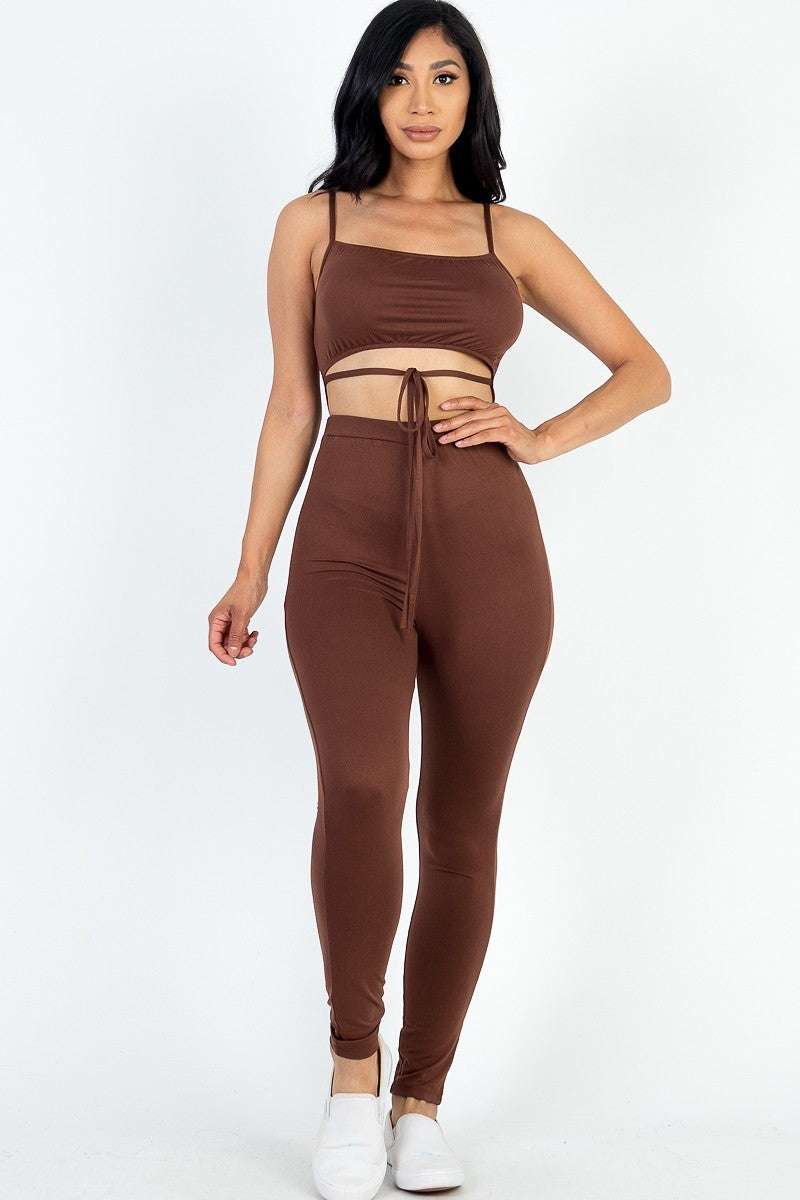 Solid Tie Front Cut Out Jumpsuit | us.meeeshop