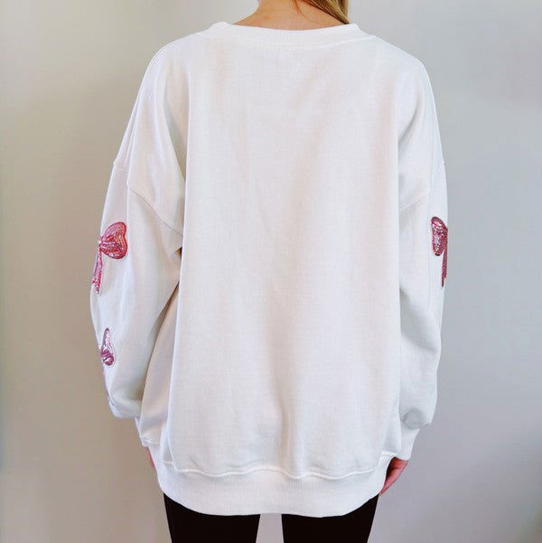 Sparkly Bow Patch Sweatshirt us.meeeshop - 