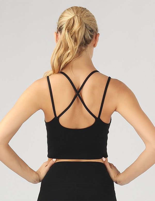 Split Shoulder Strap Crop Top us.meeeshop - 