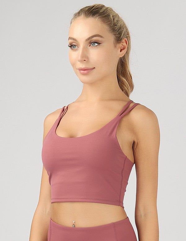 Split Shoulder Strap Crop Top us.meeeshop - 