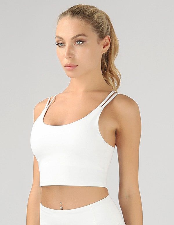 Split Shoulder Strap Crop Top us.meeeshop - Activewear