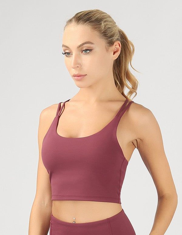 Split Shoulder Strap Crop Top us.meeeshop - 