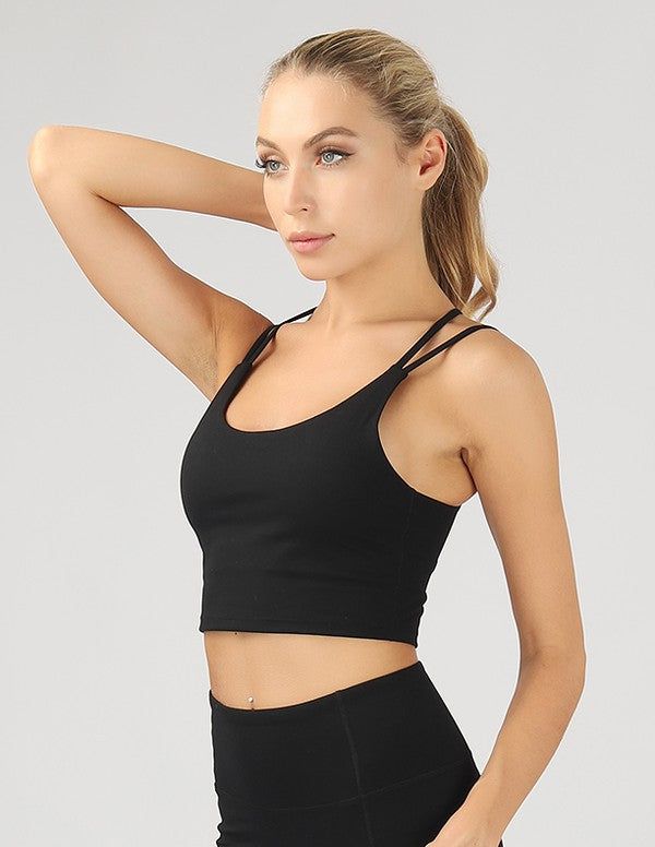 Split Shoulder Strap Crop Top us.meeeshop - 